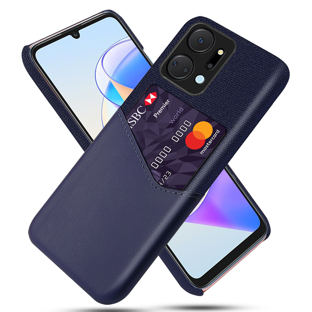 For Honor X7a 5G Cell Phone Protector Card Slot Phone Case Cloth Texture PU Leather+PC Shell