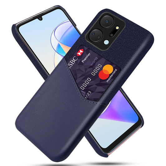 For Honor X7a 5G Cell Phone Protector Card Slot Phone Case Cloth Texture PU Leather+PC Shell
