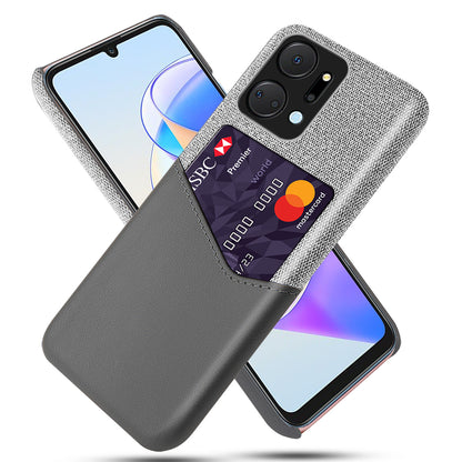 For Honor X7a 5G Cell Phone Protector Card Slot Phone Case Cloth Texture PU Leather+PC Shell