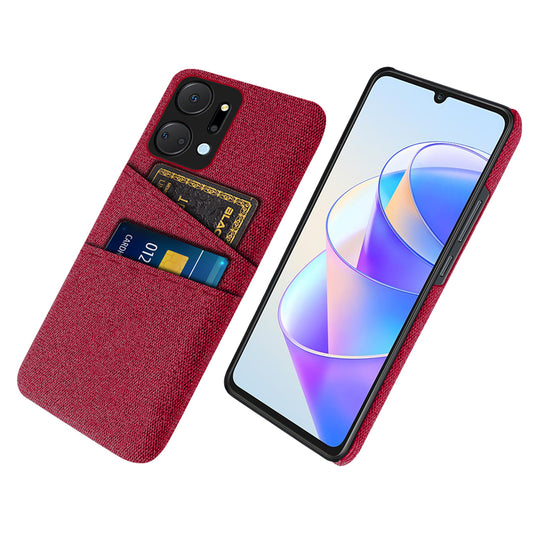 For Honor X7a 5G Anti-Dust Cloth Texture Phone Cover Cellphone Protective Case with 2 Card Slots