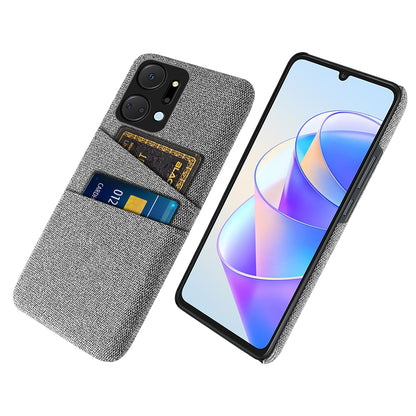 For Honor X7a 5G Anti-Dust Cloth Texture Phone Cover Cellphone Protective Case with 2 Card Slots