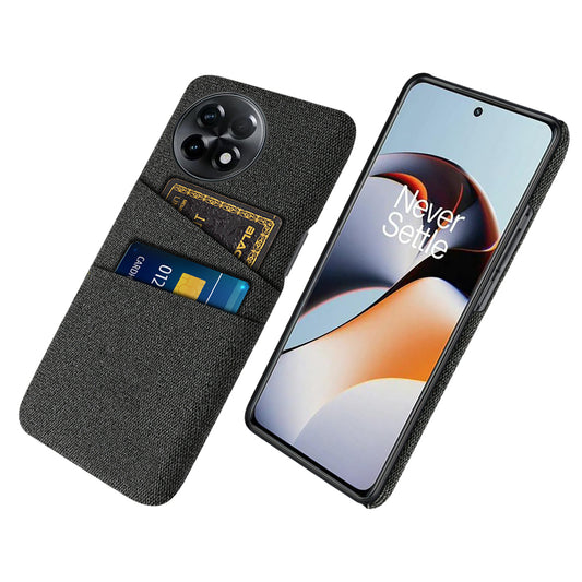 For OnePlus Ace 2 5G / 11R 5G Cloth Texture Phone Back Cover Cellphone Protective Case with 2 Card Slots