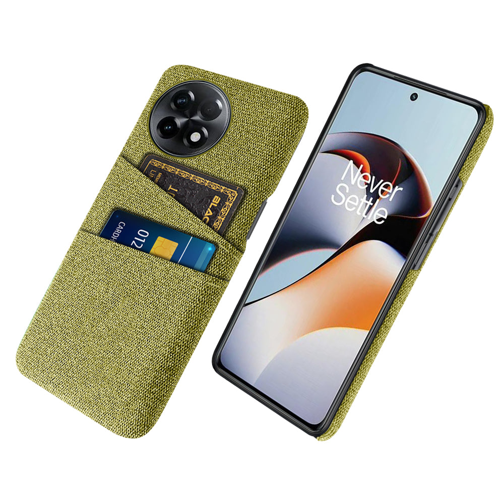 For OnePlus Ace 2 5G / 11R 5G Cloth Texture Phone Back Cover Cellphone Protective Case with 2 Card Slots