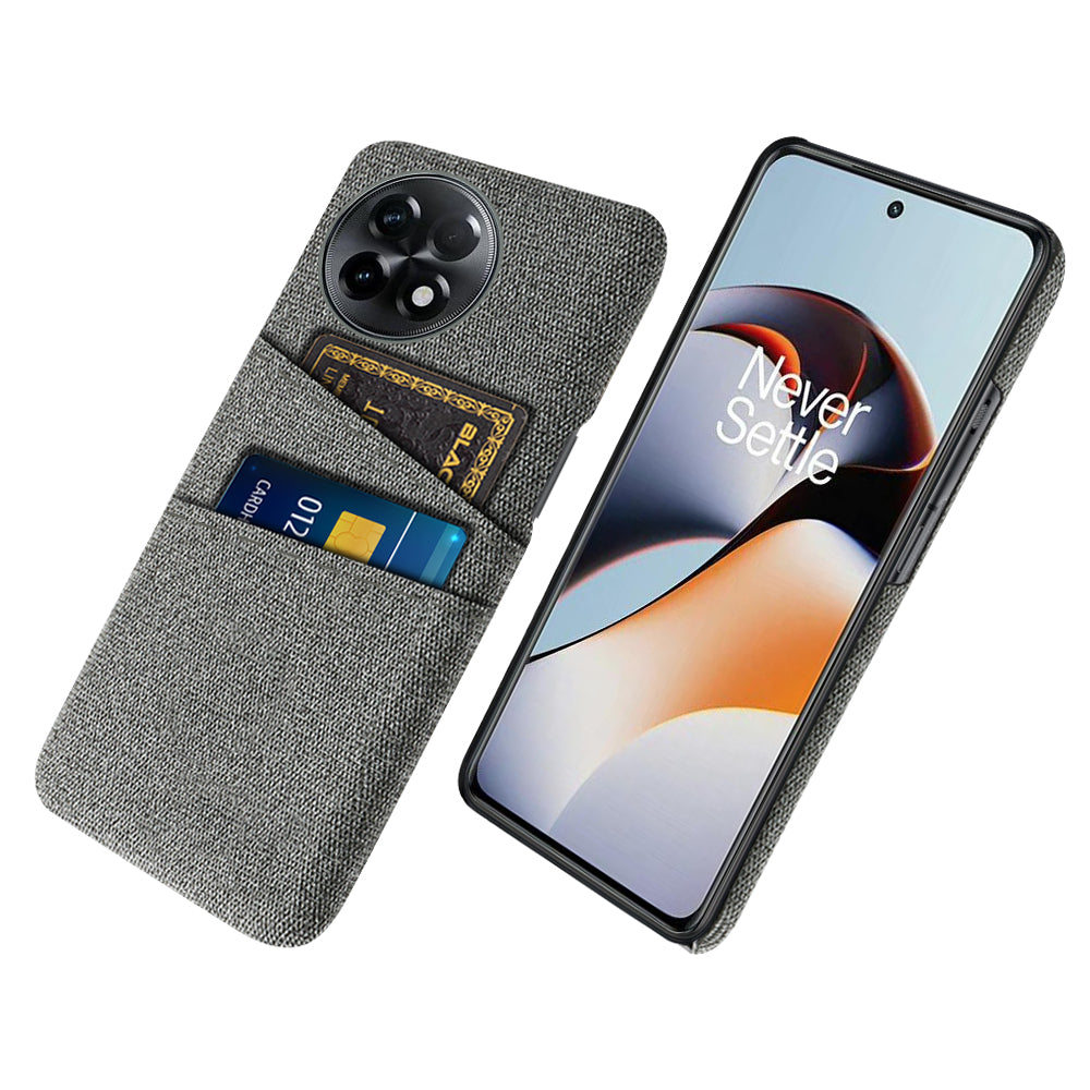 For OnePlus Ace 2 5G / 11R 5G Cloth Texture Phone Back Cover Cellphone Protective Case with 2 Card Slots