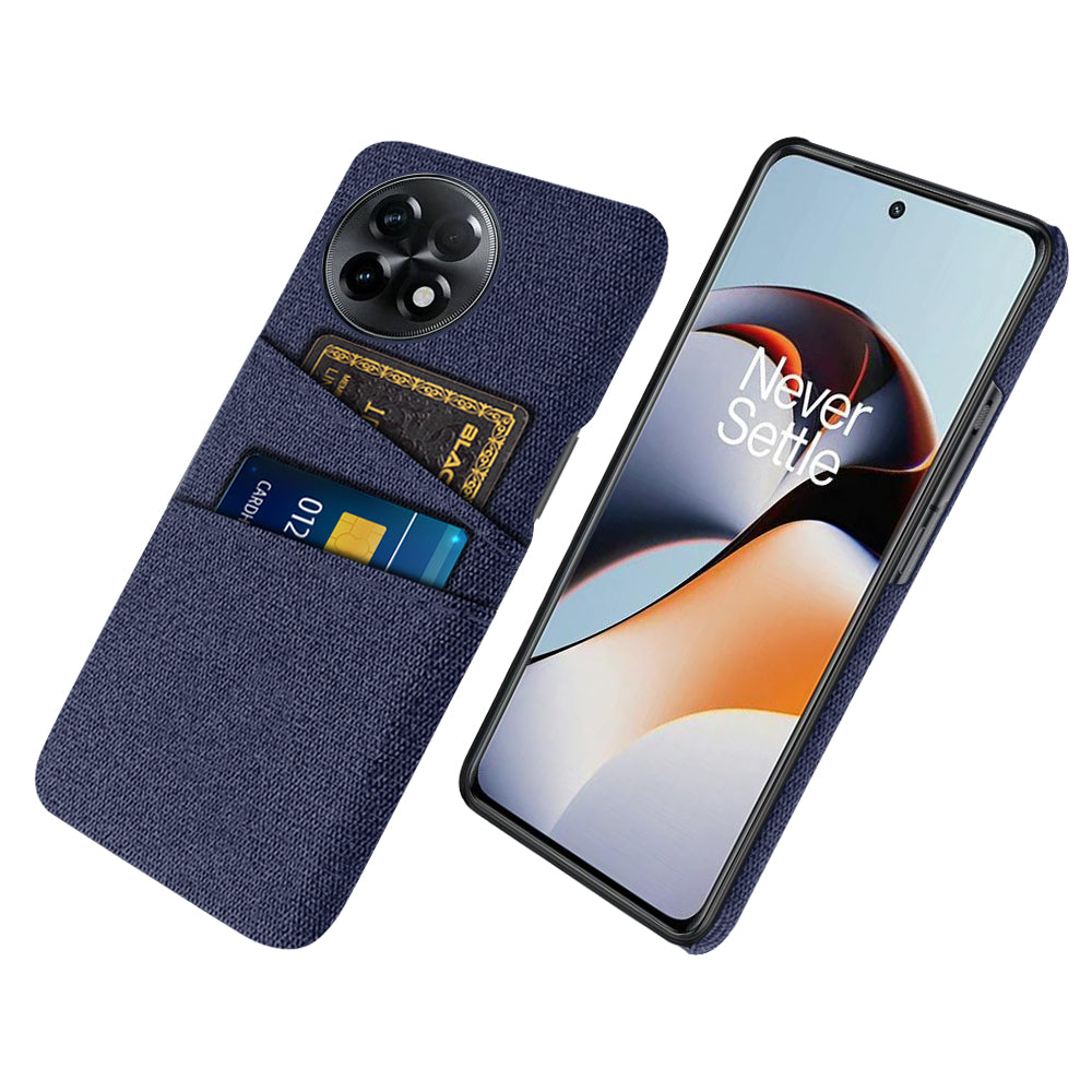 For OnePlus Ace 2 5G / 11R 5G Cloth Texture Phone Back Cover Cellphone Protective Case with 2 Card Slots