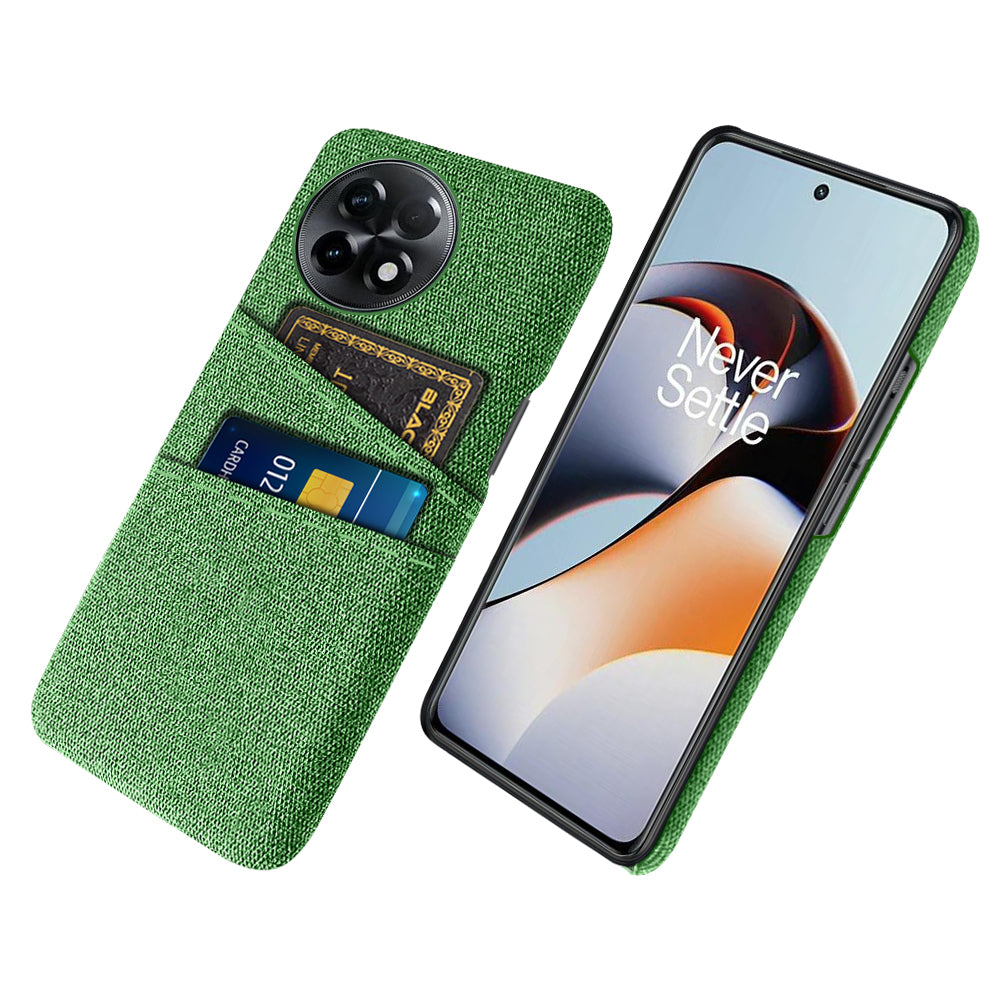 For OnePlus Ace 2 5G / 11R 5G Cloth Texture Phone Back Cover Cellphone Protective Case with 2 Card Slots