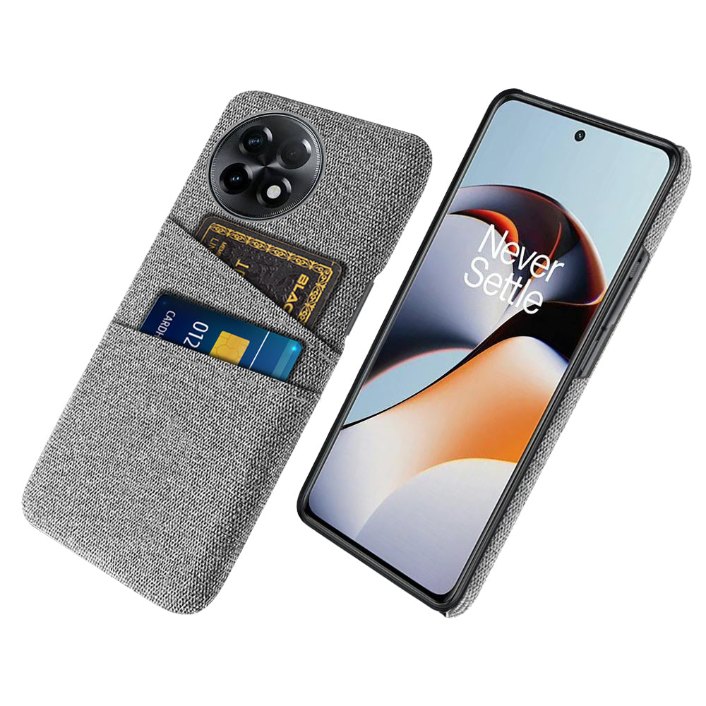 For OnePlus Ace 2 5G / 11R 5G Cloth Texture Phone Back Cover Cellphone Protective Case with 2 Card Slots