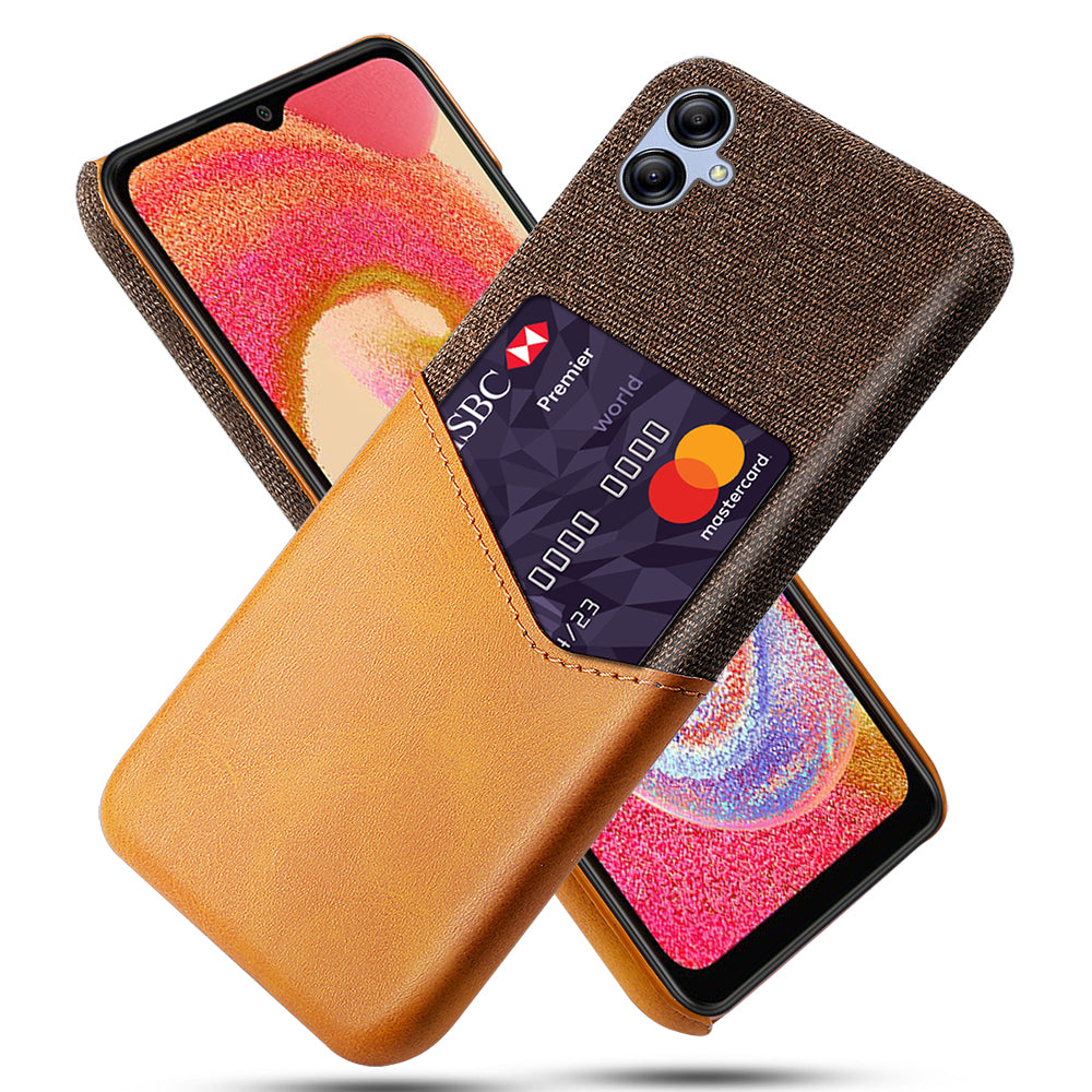 For Samsung Galaxy A04e 4G / F04 4G / M04 4G Card Slot Phone Case Cloth Texture PU Leather+PC Phone Cover