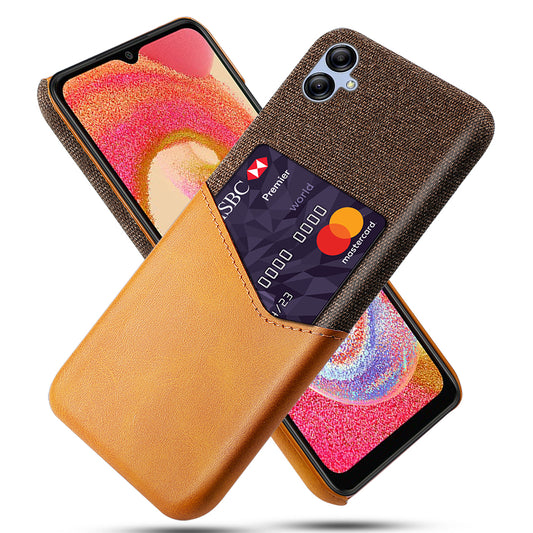 For Samsung Galaxy A04e 4G / F04 4G / M04 4G Card Slot Phone Case Cloth Texture PU Leather+PC Phone Cover
