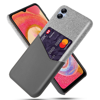 For Samsung Galaxy A04e 4G / F04 4G / M04 4G Card Slot Phone Case Cloth Texture PU Leather+PC Phone Cover