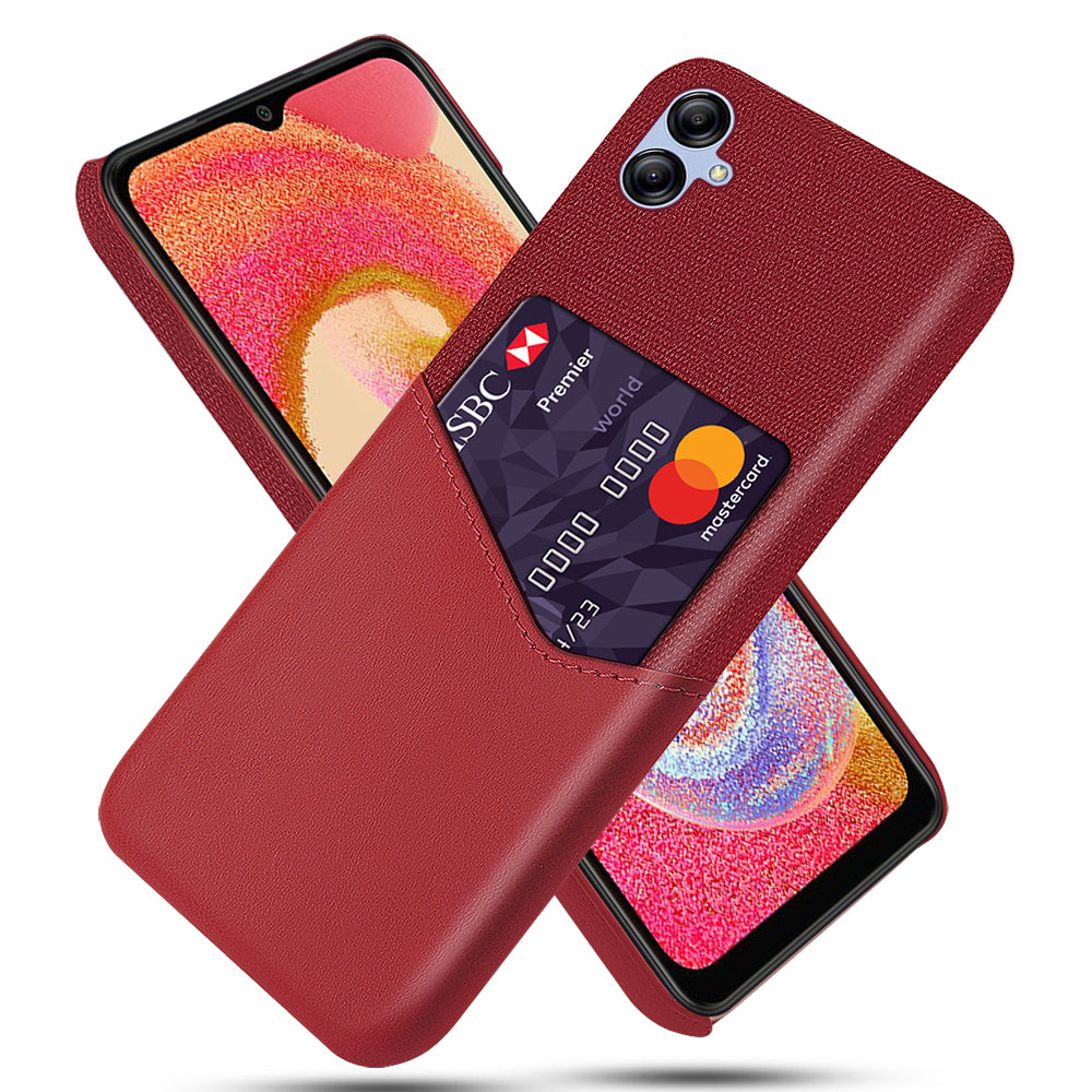 For Samsung Galaxy A04e 4G / F04 4G / M04 4G Card Slot Phone Case Cloth Texture PU Leather+PC Phone Cover