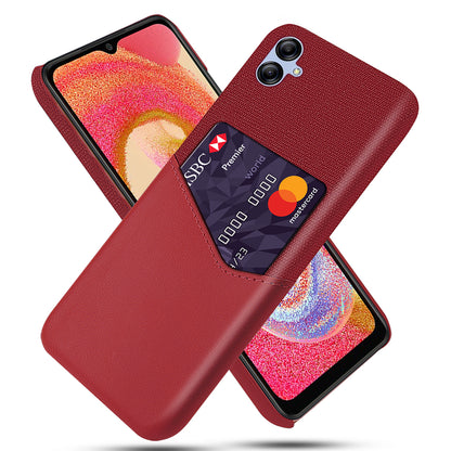 For Samsung Galaxy A04e 4G / F04 4G / M04 4G Card Slot Phone Case Cloth Texture PU Leather+PC Phone Cover