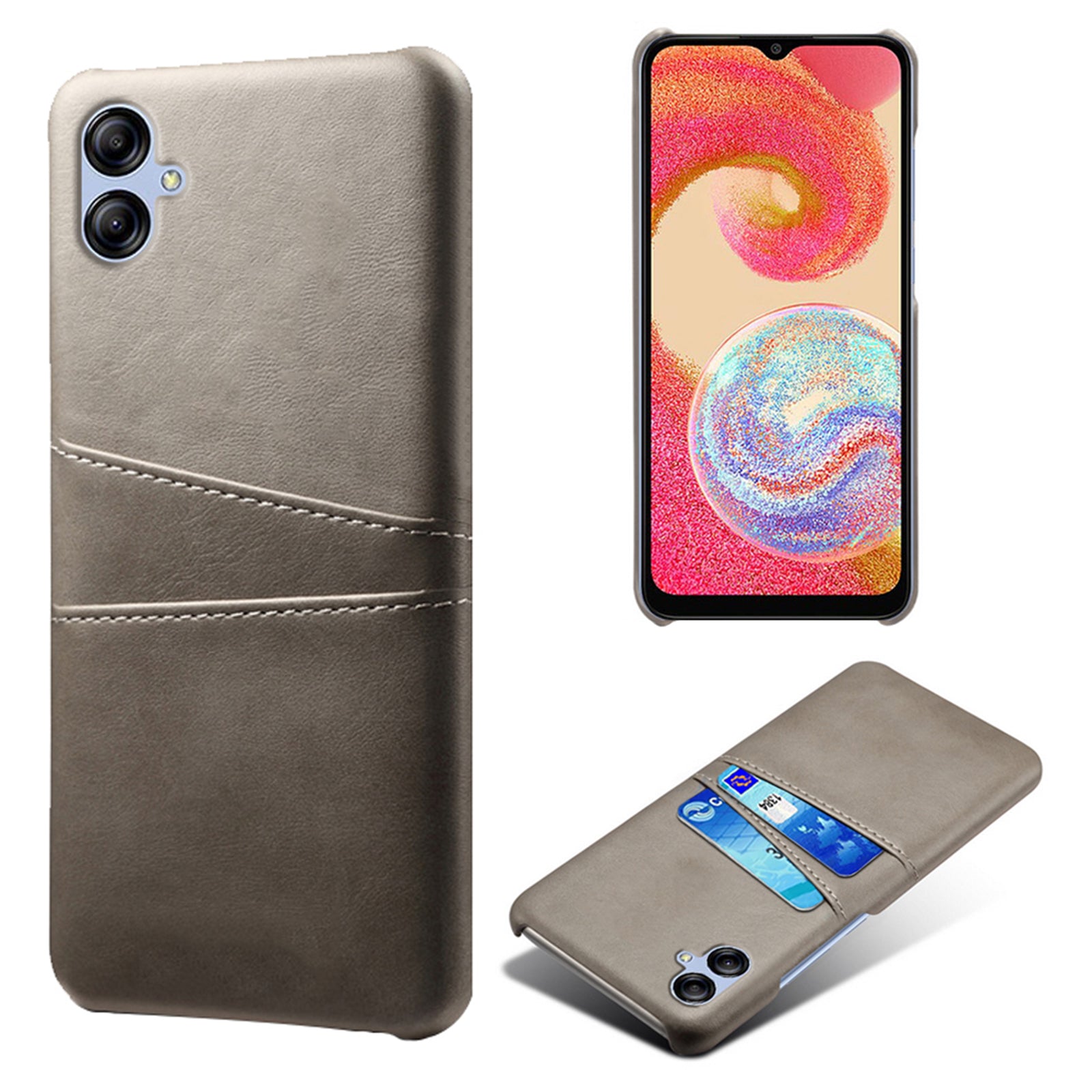 For Samsung Galaxy A04e 4G / M04 4G / F04 4G Smartphone Cover Dual Card Slots PC+PU Leather Phone Case