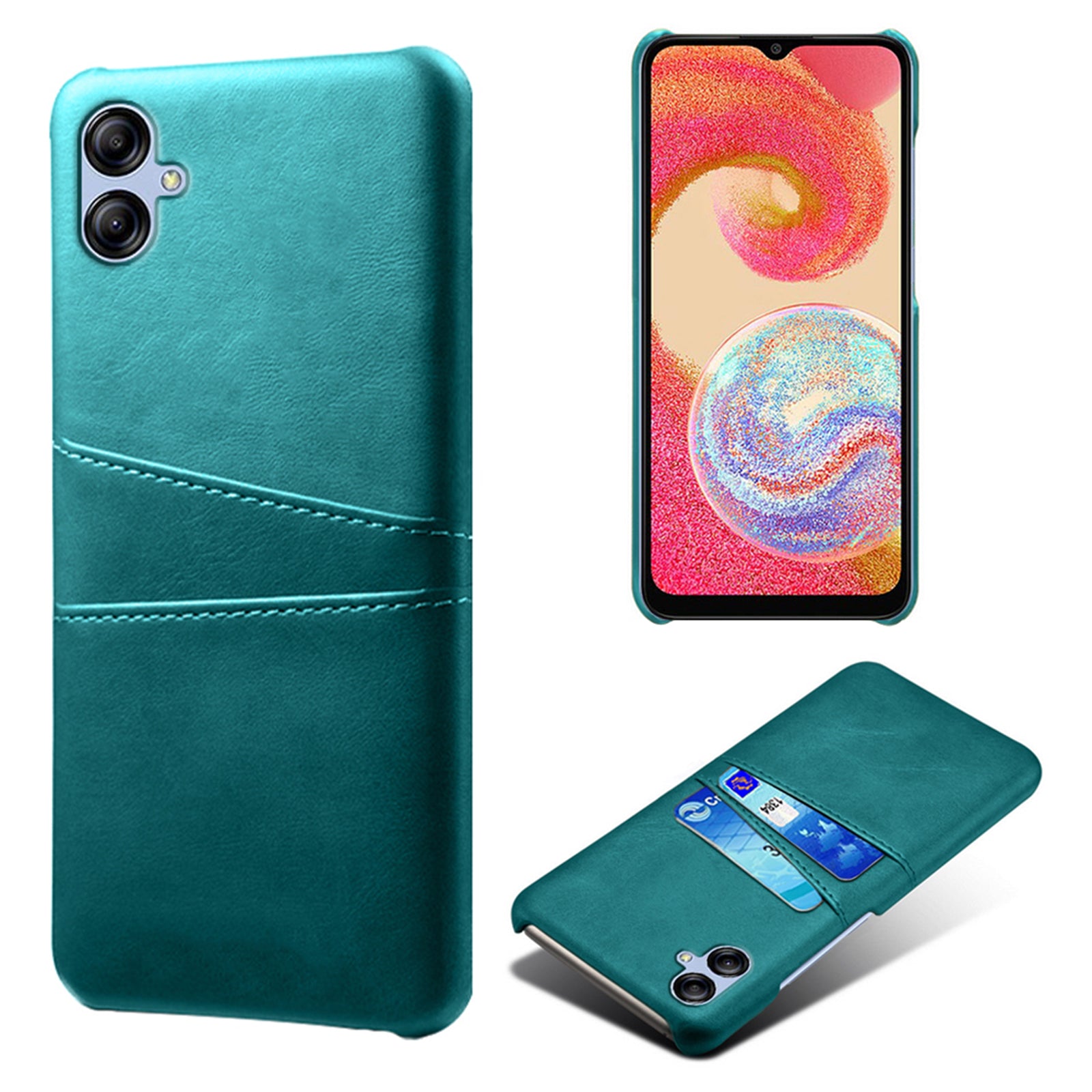 For Samsung Galaxy A04e 4G / M04 4G / F04 4G Smartphone Cover Dual Card Slots PC+PU Leather Phone Case