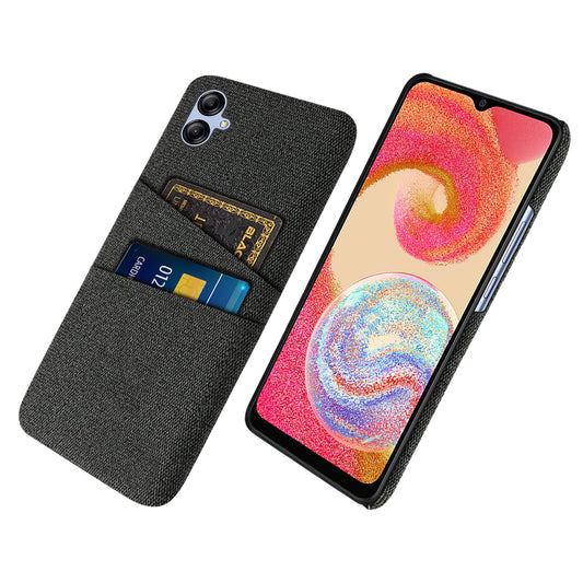 For Samsung Galaxy A04e 4G Anti-Scratch Cloth Texture Phone Back Case Cellphone Cover with 2 Card Slots