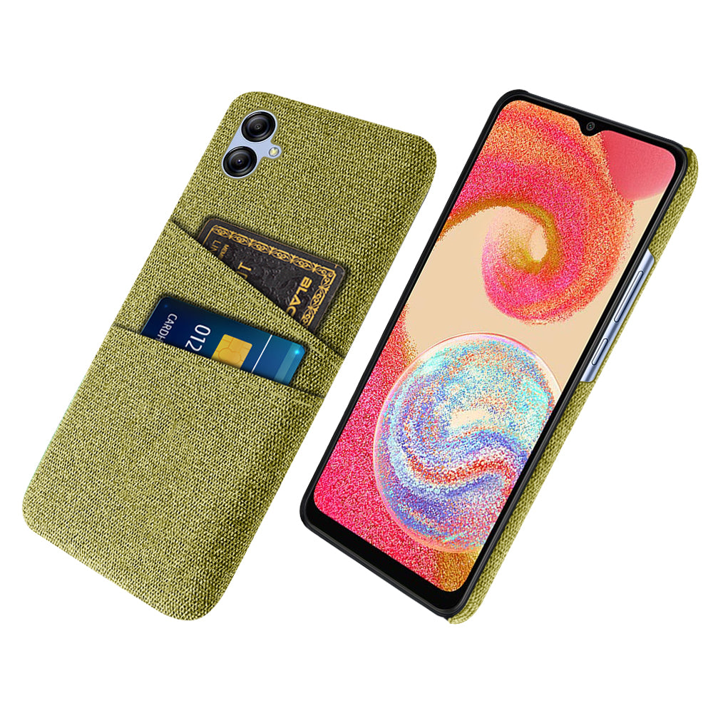 For Samsung Galaxy A04e 4G Anti-Scratch Cloth Texture Phone Back Case Cellphone Cover with 2 Card Slots