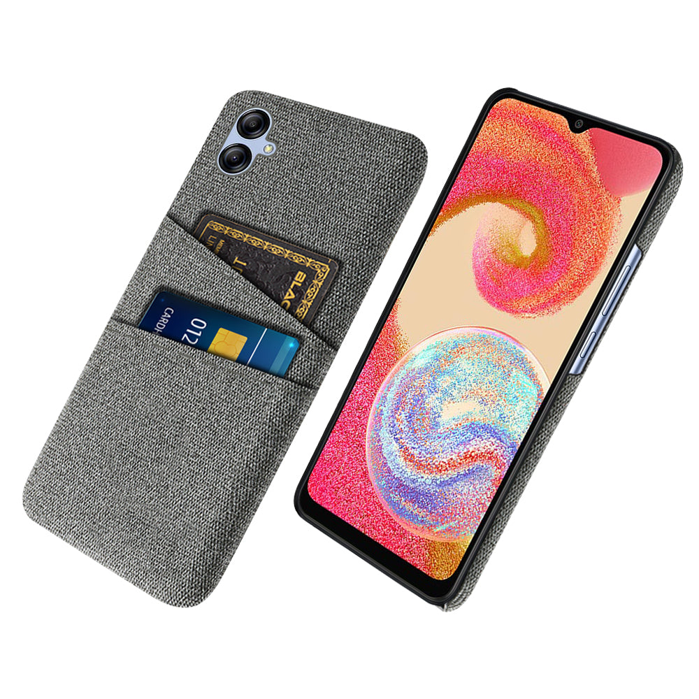 For Samsung Galaxy A04e 4G Anti-Scratch Cloth Texture Phone Back Case Cellphone Cover with 2 Card Slots