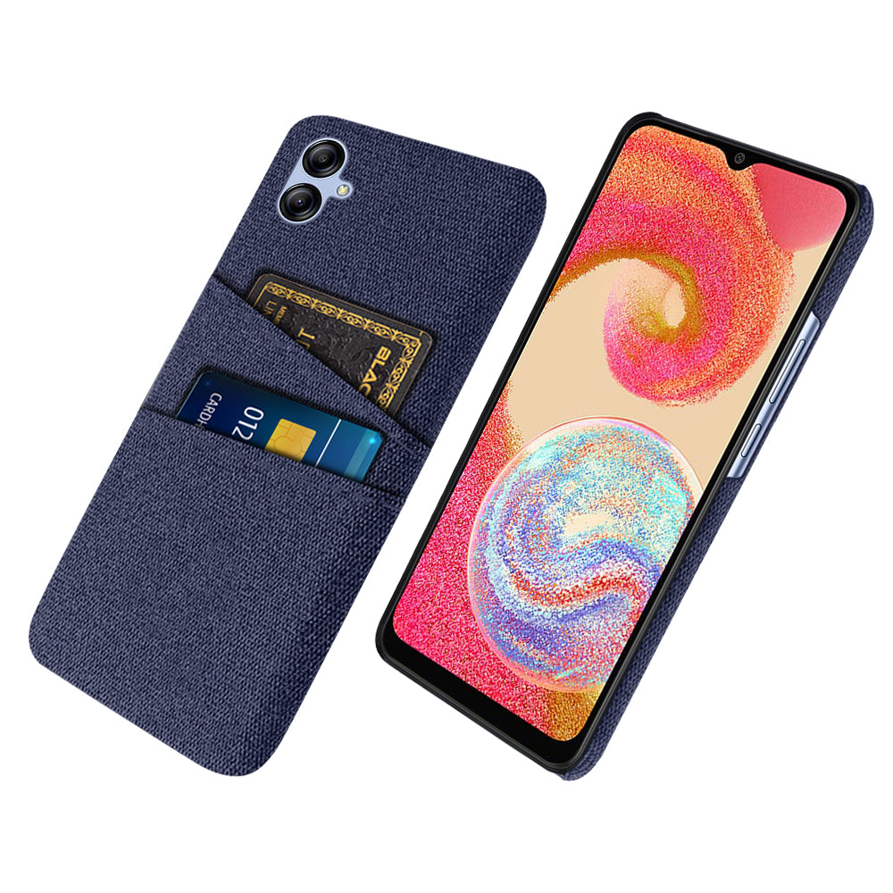 For Samsung Galaxy A04e 4G Anti-Scratch Cloth Texture Phone Back Case Cellphone Cover with 2 Card Slots