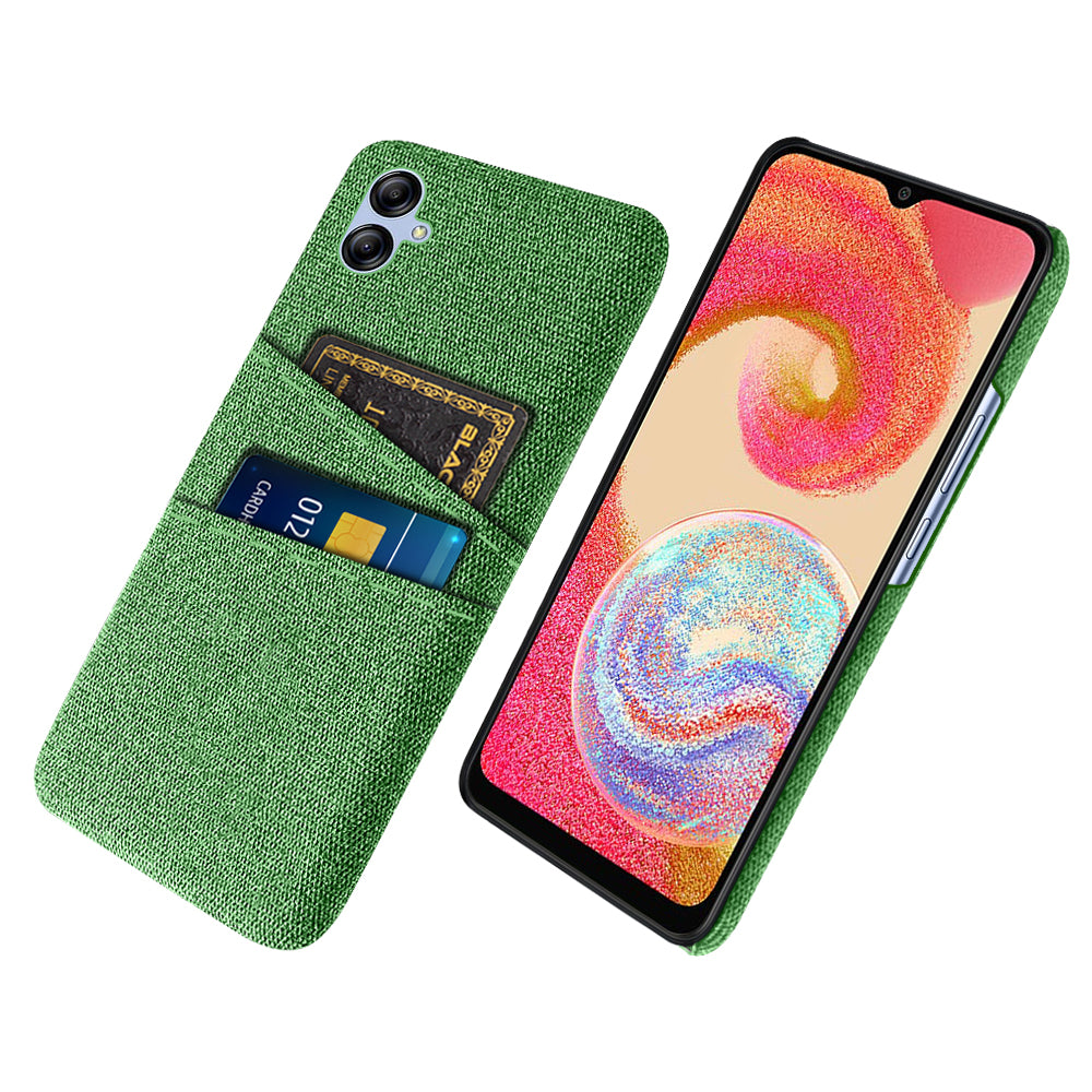 For Samsung Galaxy A04e 4G Anti-Scratch Cloth Texture Phone Back Case Cellphone Cover with 2 Card Slots
