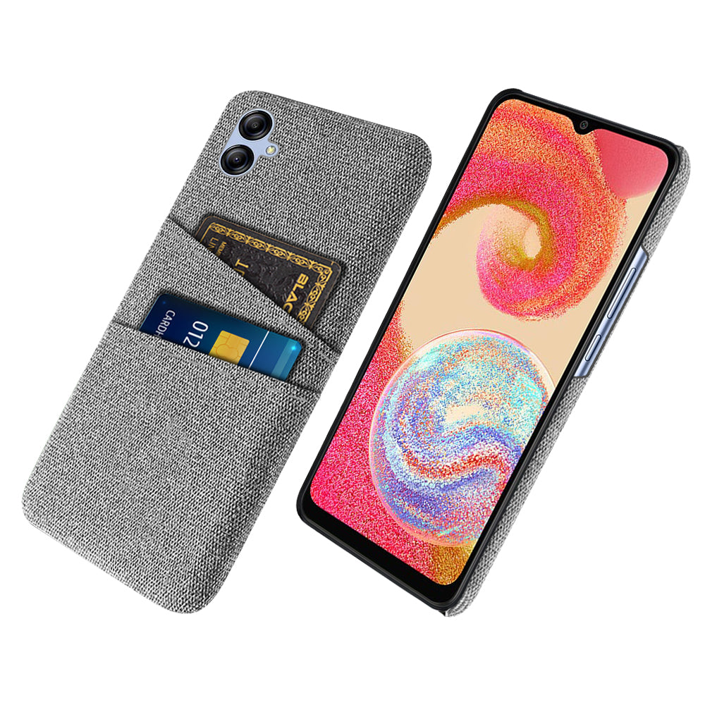 For Samsung Galaxy A04e 4G Anti-Scratch Cloth Texture Phone Back Case Cellphone Cover with 2 Card Slots