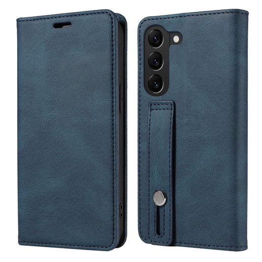 For Samsung Galaxy S23 Anti-Scratch Phone Case Wallet Wristband Leather Magnetic Phone Stand Cover