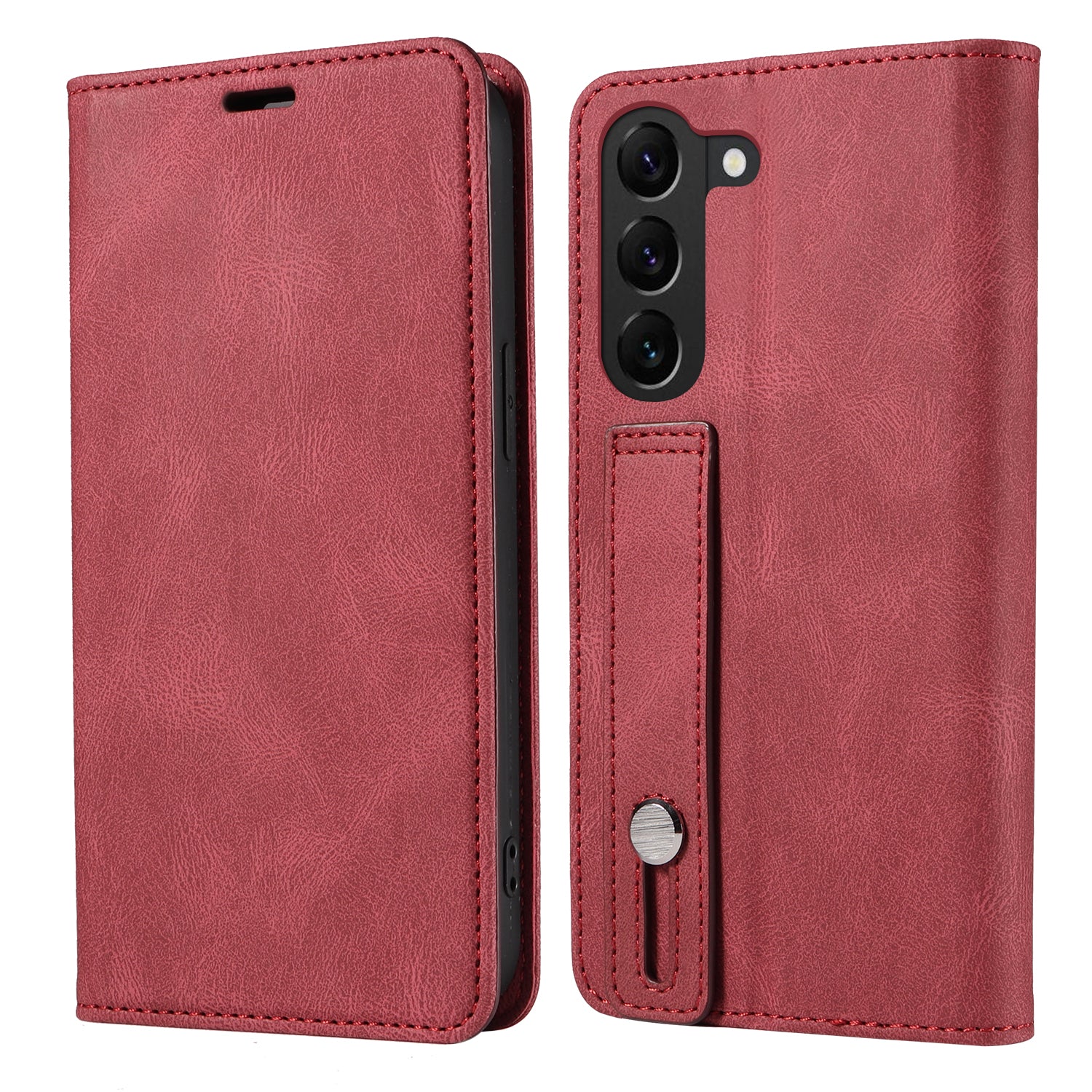 For Samsung Galaxy S23 Anti-Scratch Phone Case Wallet Wristband Leather Magnetic Phone Stand Cover