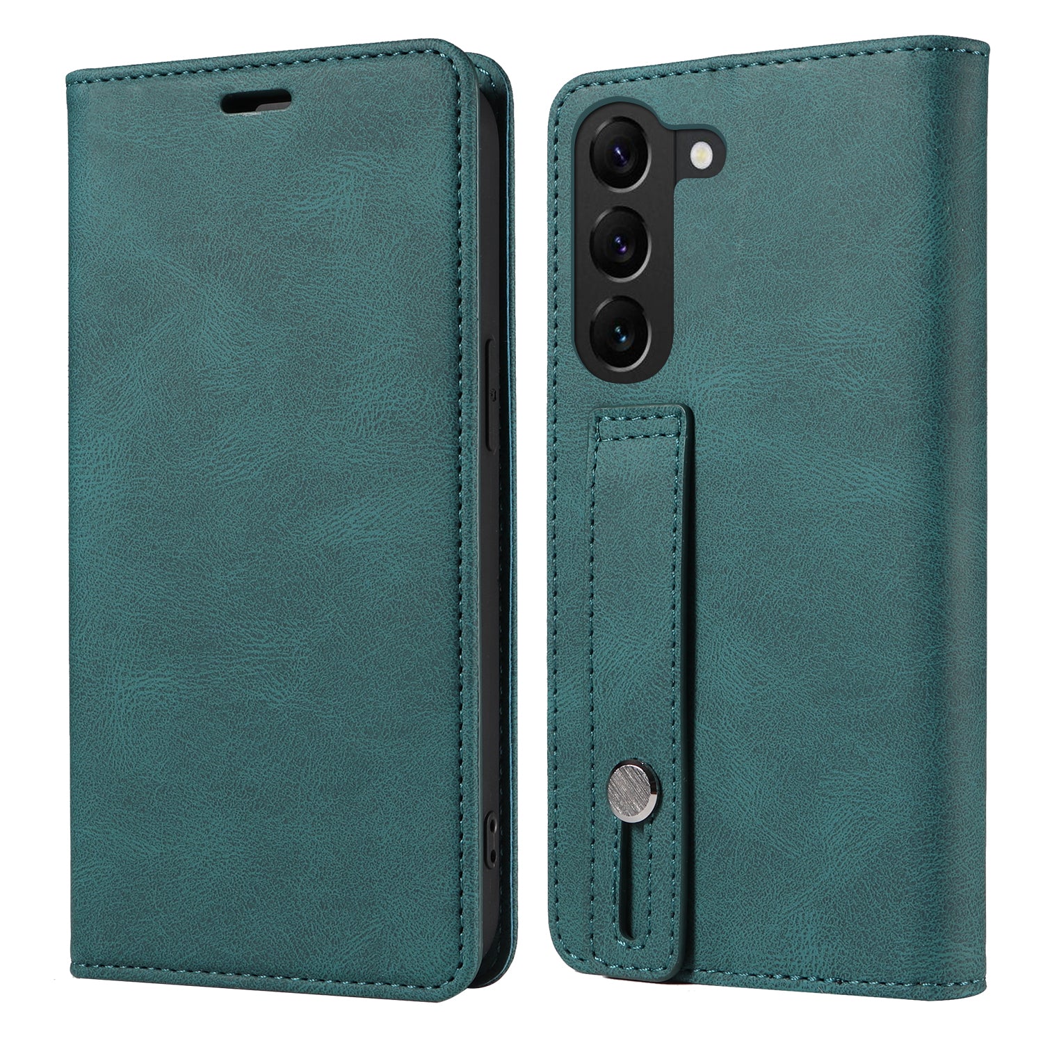 For Samsung Galaxy S23 Anti-Scratch Phone Case Wallet Wristband Leather Magnetic Phone Stand Cover