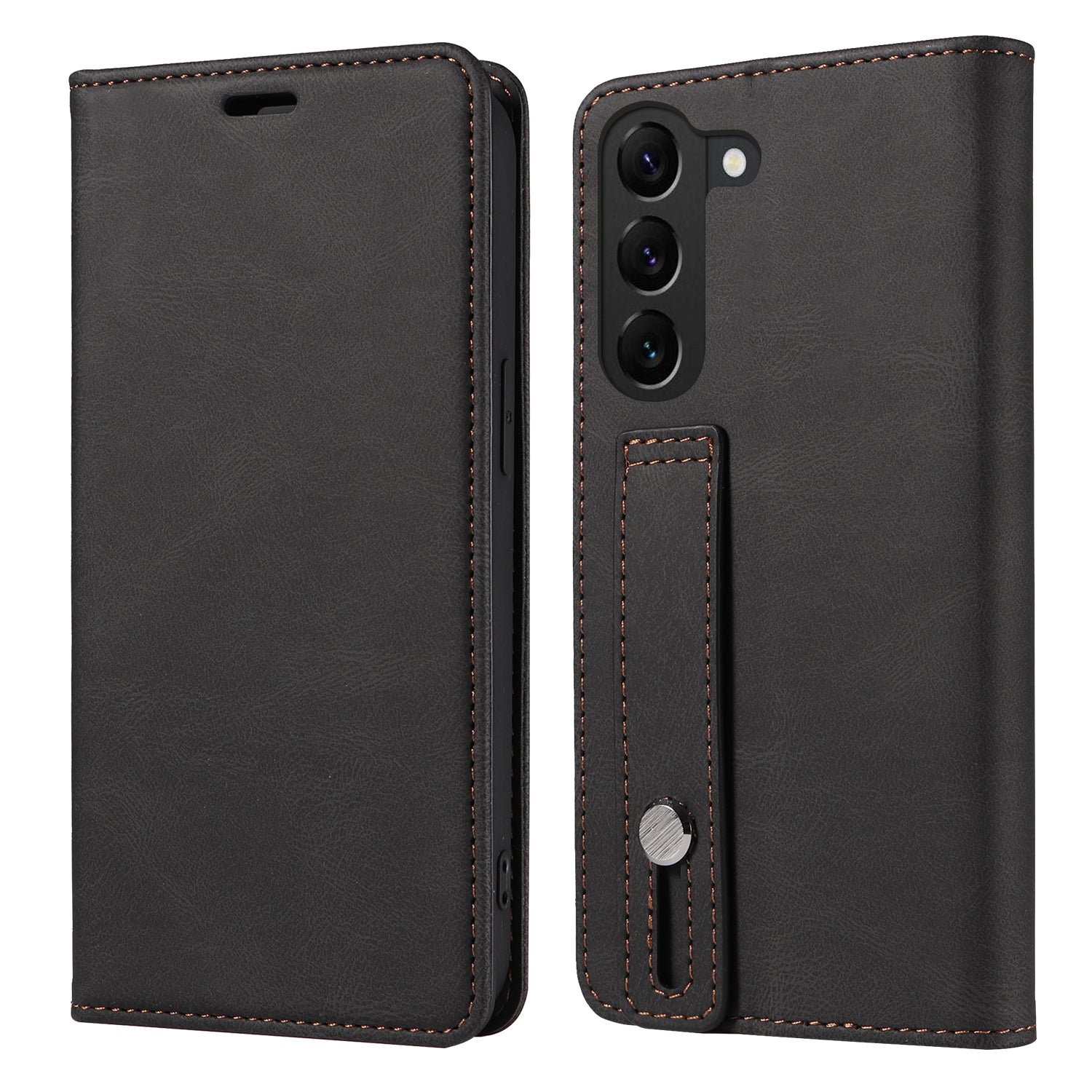 For Samsung Galaxy S23 Anti-Scratch Phone Case Wallet Wristband Leather Magnetic Phone Stand Cover