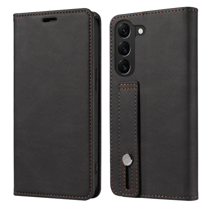 For Samsung Galaxy S23 Anti-Scratch Phone Case Wallet Wristband Leather Magnetic Phone Stand Cover
