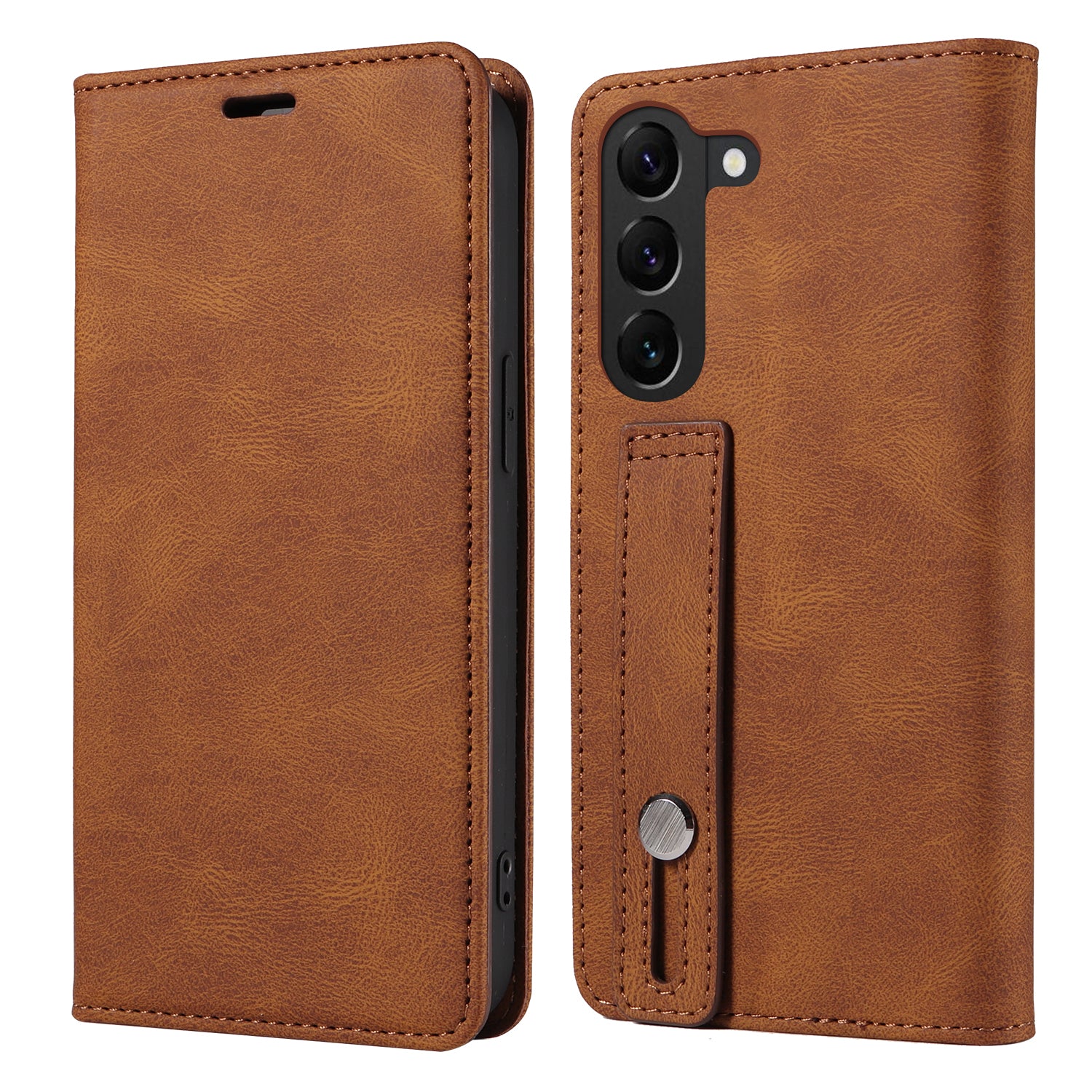 For Samsung Galaxy S23 Anti-Scratch Phone Case Wallet Wristband Leather Magnetic Phone Stand Cover