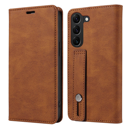 For Samsung Galaxy S23 Anti-Scratch Phone Case Wallet Wristband Leather Magnetic Phone Stand Cover