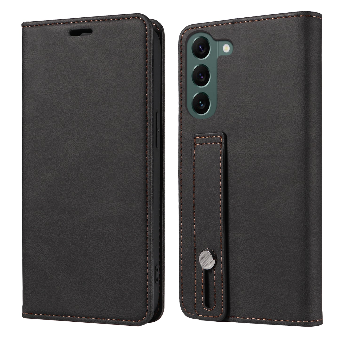 Wristband Leather Phone Stand Case for Samsung Galaxy S23+ , Wallet Magnetic Cell Phone Cover