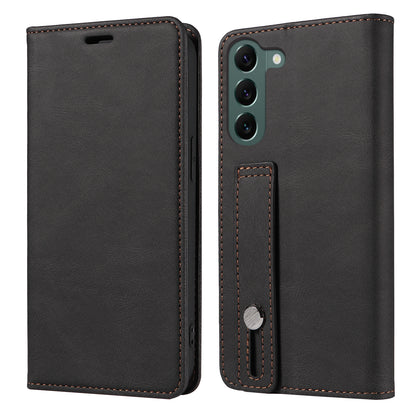 Wristband Leather Phone Stand Case for Samsung Galaxy S23+ , Wallet Magnetic Cell Phone Cover