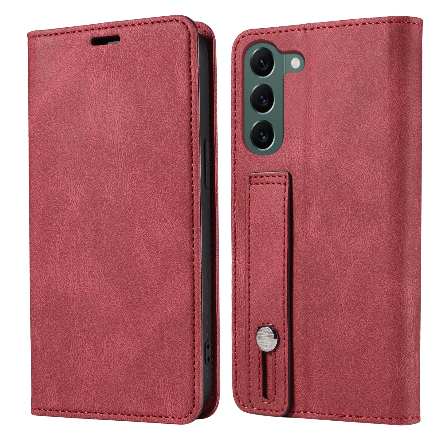 Wristband Leather Phone Stand Case for Samsung Galaxy S23+ , Wallet Magnetic Cell Phone Cover