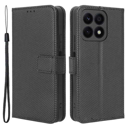 For Honor X8a 4G Wallet Phone Case Diamond Texture PU Leather Magnetic Flip Stand Cover