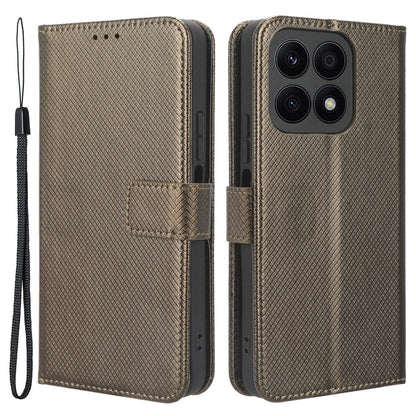 For Honor X8a 4G Wallet Phone Case Diamond Texture PU Leather Magnetic Flip Stand Cover