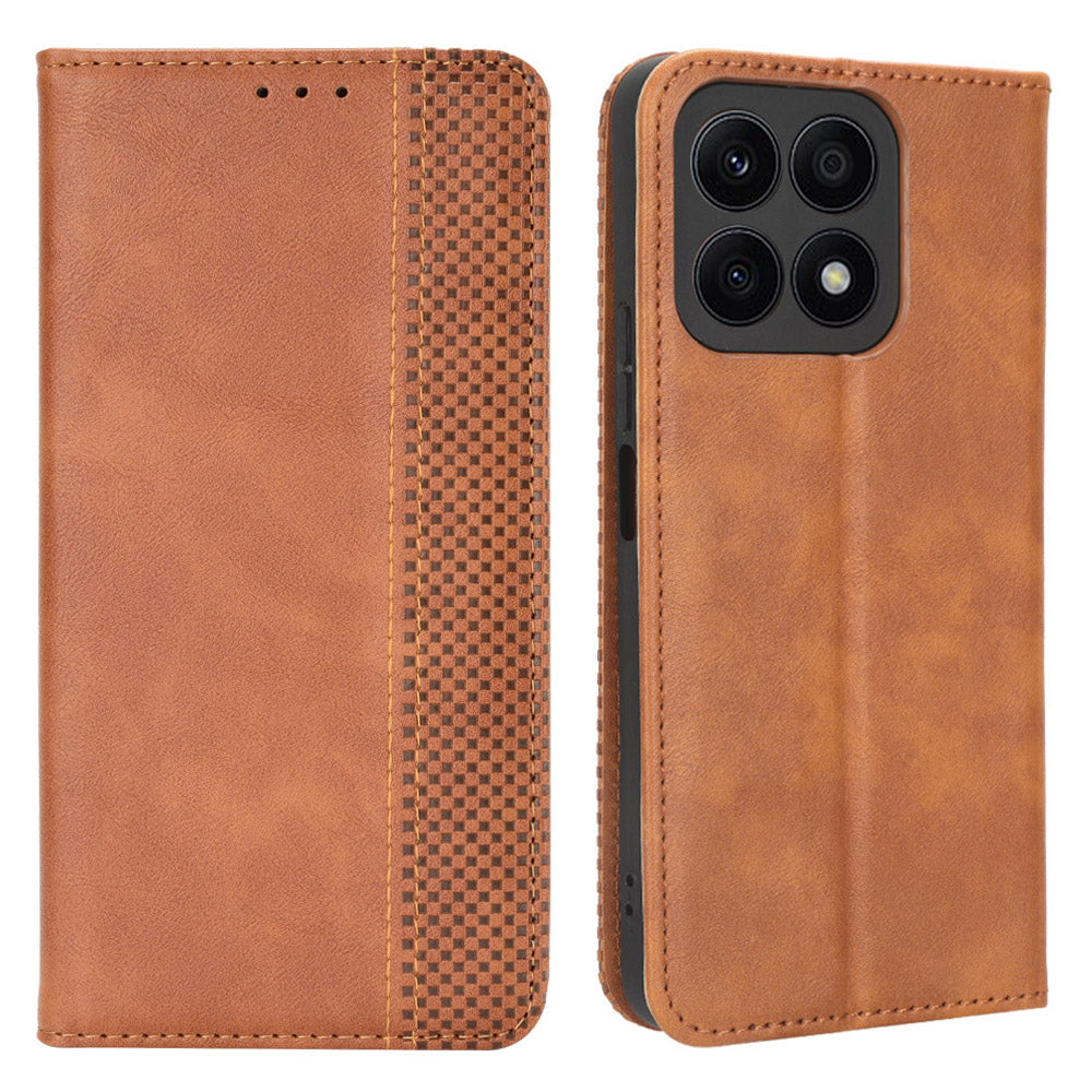 For Honor X8a 4G Retro PU Leather Flip Phone Case Stand Book Style Wallet Phone Cover