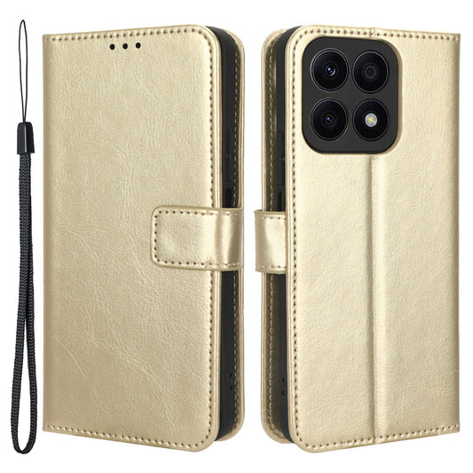 For Honor X8a 4G PU Leather Phone Case Wallet Crazy Horse Texture Stand Flip Folio Cover