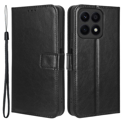 For Honor X8a 4G PU Leather Phone Case Wallet Crazy Horse Texture Stand Flip Folio Cover