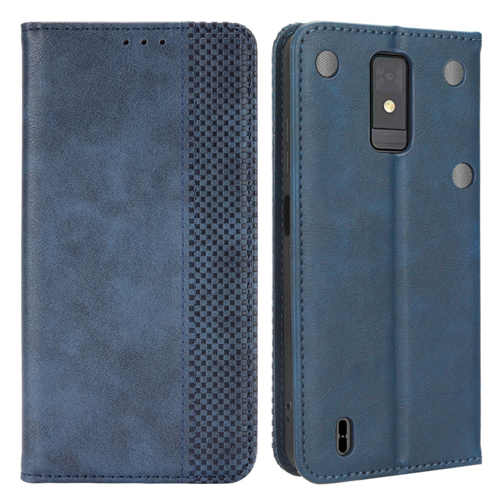 For ZTE Blade A32 Wallet Phone Case Retro Flip PU Leather Magnetic Absorption Stand Cover