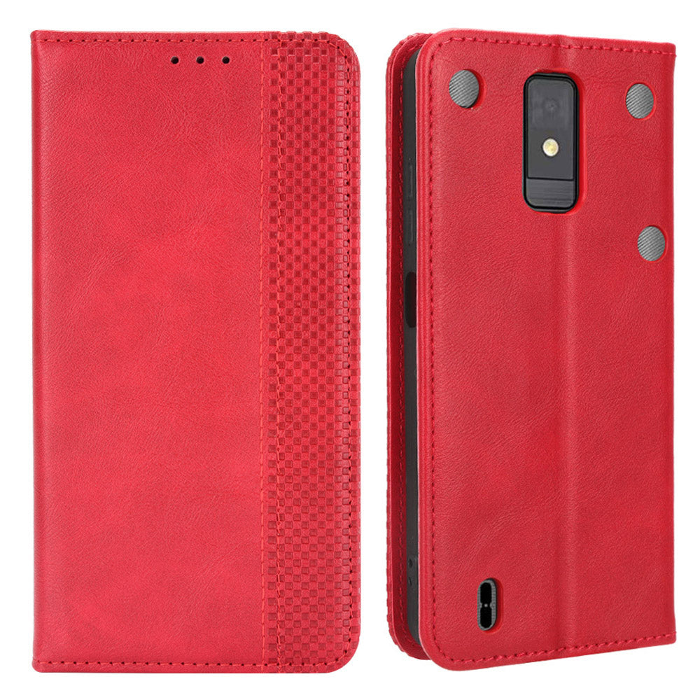 For ZTE Blade A32 Wallet Phone Case Retro Flip PU Leather Magnetic Absorption Stand Cover