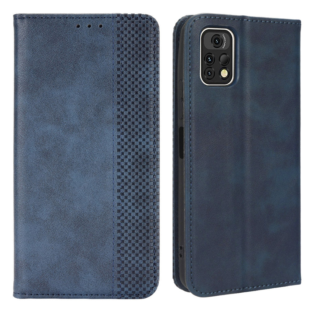 For Umidigi A13 Pro Vintage PU Leather Folio Flip Cover Magnetic Absorption Stand Wallet Phone Case