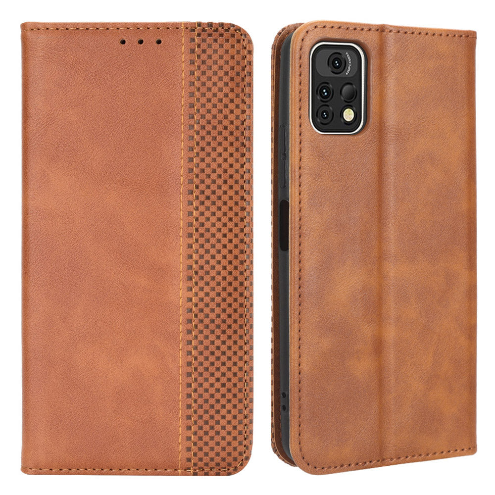 For Umidigi A13 Pro Vintage PU Leather Folio Flip Cover Magnetic Absorption Stand Wallet Phone Case