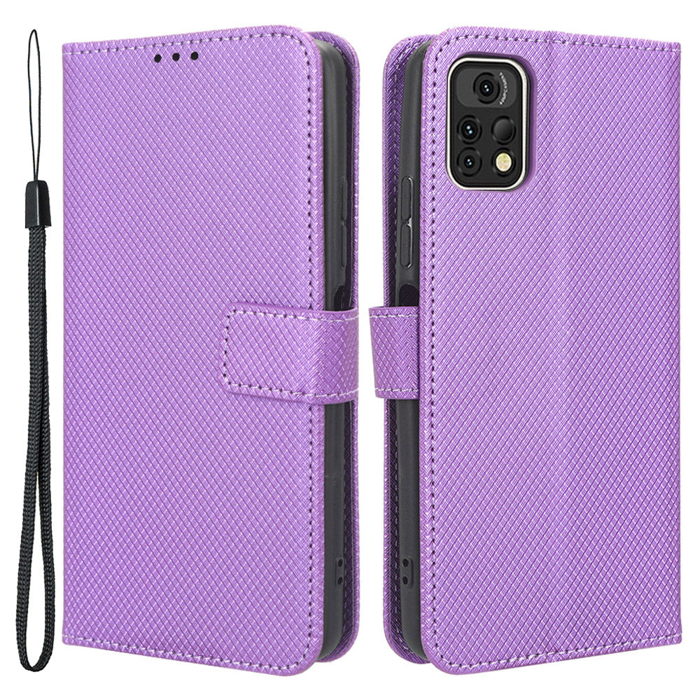 For Umidigi A13 Pro Phone Case Wallet PU Leather Diamond Texture Stand Flip Folio Cover
