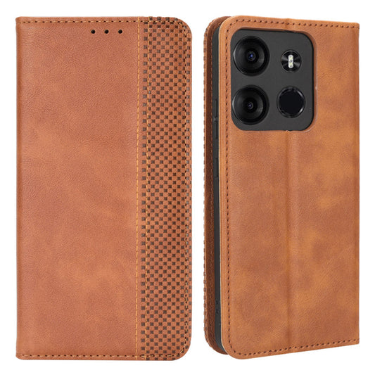 For Tecno Spark Go 2023 4G Vintage PU Leather Magnetic Flip Cover Stand Wallet Phone Case