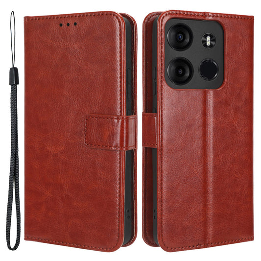 For Tecno Spark Go 2023 4G PU Leather Wallet Phone Case Crazy Horse Texture Flip Stand Cover