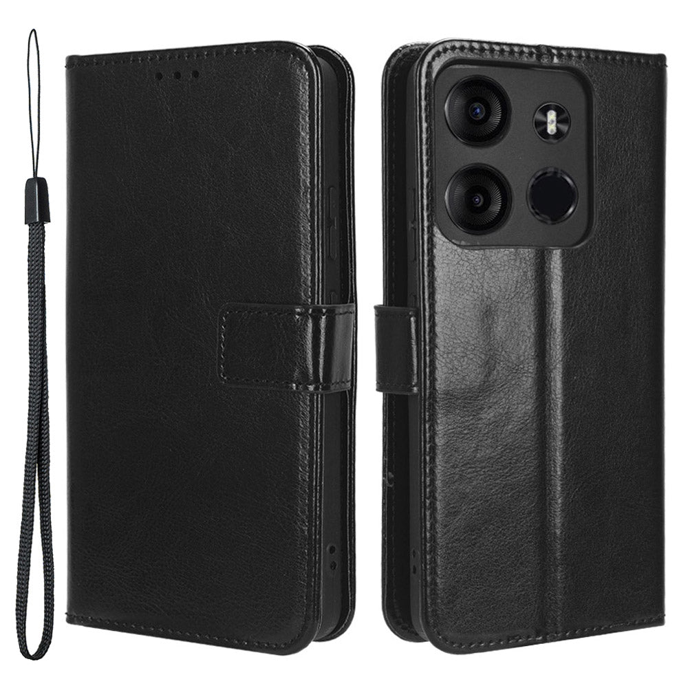 For Tecno Spark Go 2023 4G PU Leather Wallet Phone Case Crazy Horse Texture Flip Stand Cover