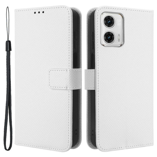 For Motorola Moto G53 5G Diamond Texture PU Leather Wallet Phone Case Folding Stand Protective Cover