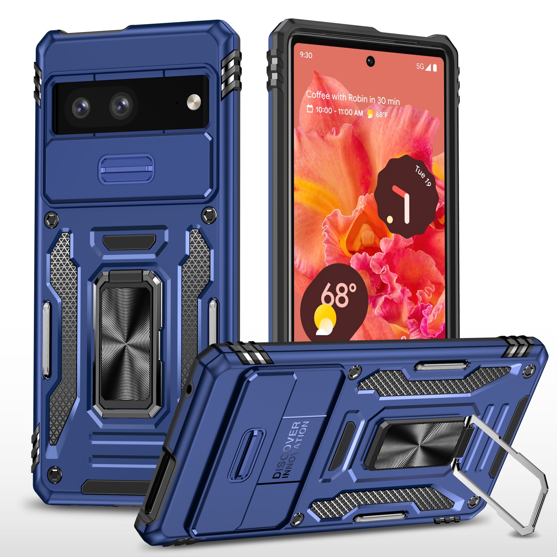 Shockproof Phone Case for Google Pixel 7a , Armor Series PC + TPU Protective Back Cover Kickstand