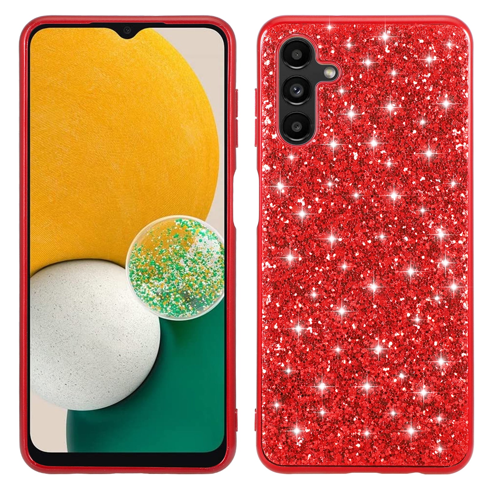 For Samsung Galaxy A34 5G Glitter Phone Case TPU Frame Hard PC Back Electroplating Phone Cover